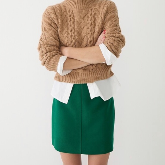 J. Crew Natasha 100% Wool Mini Skirt Jade Green Size 12 NWT - Picture 1 of 12